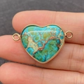 Ciondolo a cuore in pietra imperatore blu-verde con doppi connettori dorati DIY - Stile Pietra Imperatore Teal (11)