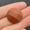 Faceted round goldstone gem in reddish-brown color for DIY jewelry making - Round Faceted Cabochon / Gold Sandstone