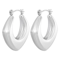 Boucles d'oreilles créoles en acier inoxydable argenté en forme de U pour femmes - Carré Creux (20x23mm) / 1 paire / Acier