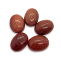 Five oval reddish-brown goldstone cabochons with sparkling metallic flecks for DIY jewelry - Oval Cabochon / Gold Sandstone