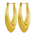 Boucles d'oreilles créoles géométriques vintage en acier inoxydable doré pour femme - Ovale Pointu Creux / 1 Paire (22x33mm) / Or