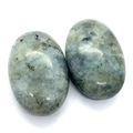 Oval bluish-grey natural opal stone with dark mineral spots for DIY jewelry making - 30x45mm (33g/Piece) / Labradorite