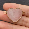 Ciondolo a cuore in pietra imperiale rosa con bordo dorato per creazione di gioielli fai da te - Stile Cristallo Rosa (20)