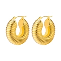 Boucles d'oreilles créoles croissant dorées géométriques en acier inoxydable poli - Tige Mince à Vis / 1 Paire (10x30mm) / Or