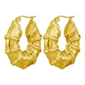 Boucles d'oreilles créoles dorées vintage avec texture bambou et finition polie brillante - Bambou Creux / 1 Paire (7x29mm) / Or