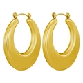 Boucles d'oreilles vintage en acier inoxydable dorées en forme de poire avec fini poli - Rond Creux / 1 Paire (35x35mm) / Or