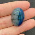 Gepolijste 18x25mm ovale natuursteen cabochon met blauwe en grijze zijde patronen - Nr.15 (Blauw Grijs Tweekleurig)