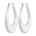 Chics boucles d'oreilles créoles épaisses en U en acier inoxydable poli argenté - Forme U Irrégulière Creuse / 1 Paire (28x42mm) / Acier