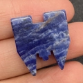 Polished natural sodalite gemstone in castle shape with blue and white marble texture - 20x22mm 5g/Piece / Lapis Lazuli