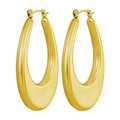 Boucles d'oreilles créoles gouttes en acier inoxydable doré au design minimaliste - Forme U Irrégulière Creuse / 1 Paire (28x42mm) / Or