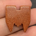 Orange goldstone bead carved in a castle shape with sparkling metallic points - 20x22mm 5g/Piece / Gold Sandstone