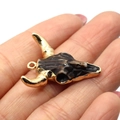 Antique gold bull skull pendant connector made of resin and alloy for DIY jewelry making - 27x31mm / US 1