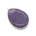 Teardrop purple dragon vein agate stone pendant with silver plated metal bezel setting - Violet Blue