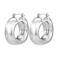 Boucles d'oreilles créoles épaisses en argent poli avec finition miroir style vintage - Irrégulier Épaissi Creux / 1 Paire (11x28mm) / Acier