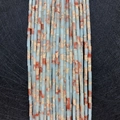 Natural mixed color 2x4mm tube beads made of emperor stone for DIY jewelry making - 2x4mm / Pale Cyan With Red Patches (No.12)
