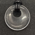 Pendentif transparent minimaliste avec gravure tête de cerf et corde noire tissée - Cristal blanc