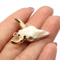 White resin bull head pendant with gold plated edges for DIY jewelry making - 27x31mm / US 7