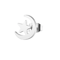 Minimalist silver titanium steel crescent moon and star stud earrings for women - Moon and Pentagram / Steel