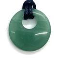 Natural green aventurine stone donut pendant with black cord for necklace jewelry - Aventurine (No. 3)