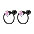 Pendientes redondos de acero inoxidable negro con cristales de circón arcoíris - 1.2*6mm / Negro + Estrás AB