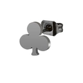 Minimalist matte dark grey titanium steel clover stud earring with butterfly back closure - Plum Blossom / Black