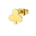 Minimalist gold plated stainless steel stud earring in a classic club suit shape - Plum Blossom / Gold