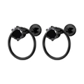Pendientes de barra en acero negro con circonita facetada y colgantes redondos - 1.2*6mm / Negro + Estrás Negro