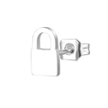Minimalist silver padlock stud earring in polished stainless steel for a chic look - Small Padlock / Steel