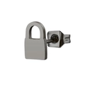 Minimalist padlock shaped titanium steel stud earring in matte dark grey industrial style - Small Padlock / Black