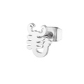 Minimalist silver scorpion stud earring made of polished stainless steel punk style - Scorpion / Steel