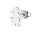 Minimalist silver girl silhouette stud earring with butterfly back in titanium steel - Girl / Steel