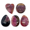 Five pieces of natural striped agate stone pendants in heart, round and teardrop shapes - 35x45-25x55mm