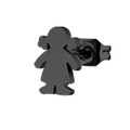 Minimalist matte black little girl silhouette stud earrings made of durable titanium steel - Girl / Black