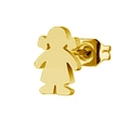 Minimalist gold-plated stainless steel stud earring featuring a cute girl silhouette shape - Girl / Gold