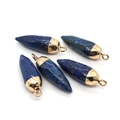 Donkerblauwe lapis lazuli bullet hangers met gouden metalen kapjes in set van vijf - Lapis lazuli