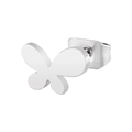 Minimalist silver butterfly stud earring in matte titanium steel with metal backing - Flower / Steel