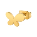 Polished golden stainless steel butterfly stud earring with matching butterfly backing - Flower / Gold
