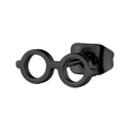 Minimalist matte black titanium steel stud earrings in round glasses frame shape - Mini Glasses / Black