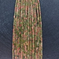 Cylindrical natural unakite beads in green and pink patterns for DIY jewelry making - 2x4mm / Unakite