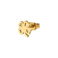 Golden heart-shaped hollowed four-leaf clover stud earring in polished titanium steel - Hollow Flower / Gold