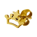 Gold plated titanium steel ear stud featuring crown and star designs with butterfly back - Crown / Gold