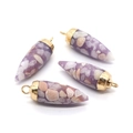 Set di 4 ciondoli in terrazzo viola a forma di proiettile con cappucci dorati - Viola Medio (N. 4)