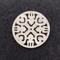 Natürlicher Perlmutte-Anhänger mit runder Hohlschnitzerei für DIY-Schmuck - 28mm / Traditionelles Muster (Nr. 5)