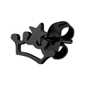 Matte black titanium steel stud earring featuring hollow crown and star motifs - Crown / Black