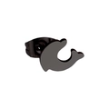 Minimalist black dolphin silhouette stud earring in matte titanium steel for women - Dolphin / Black