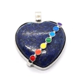 Heart-shaped lapis lazuli pendant with seven chakra colored stones in silver frame - Lapis Lazuli