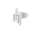 Minimalist silver interlocking geometric stud earrings with standard butterfly backings - Abstract Geometric / Steel