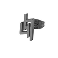 Minimalist matte black geometric interlocking stud earring with butterfly backing - Abstract Geometric / Black