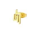 Minimalist gold-tone interlocking geometric stud earrings with high-polished metal finish - Abstract Geometric / Gold