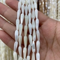 Strands of natural white mother of pearl shell beads in long teardrop shapes - Long Teardrop Style (No. 2) / 5x15mm
